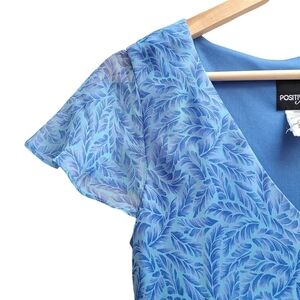Positive Attitude Gauzy Feather Print Vintage Dress, Size Small